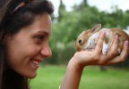 Jeune fille et lapin